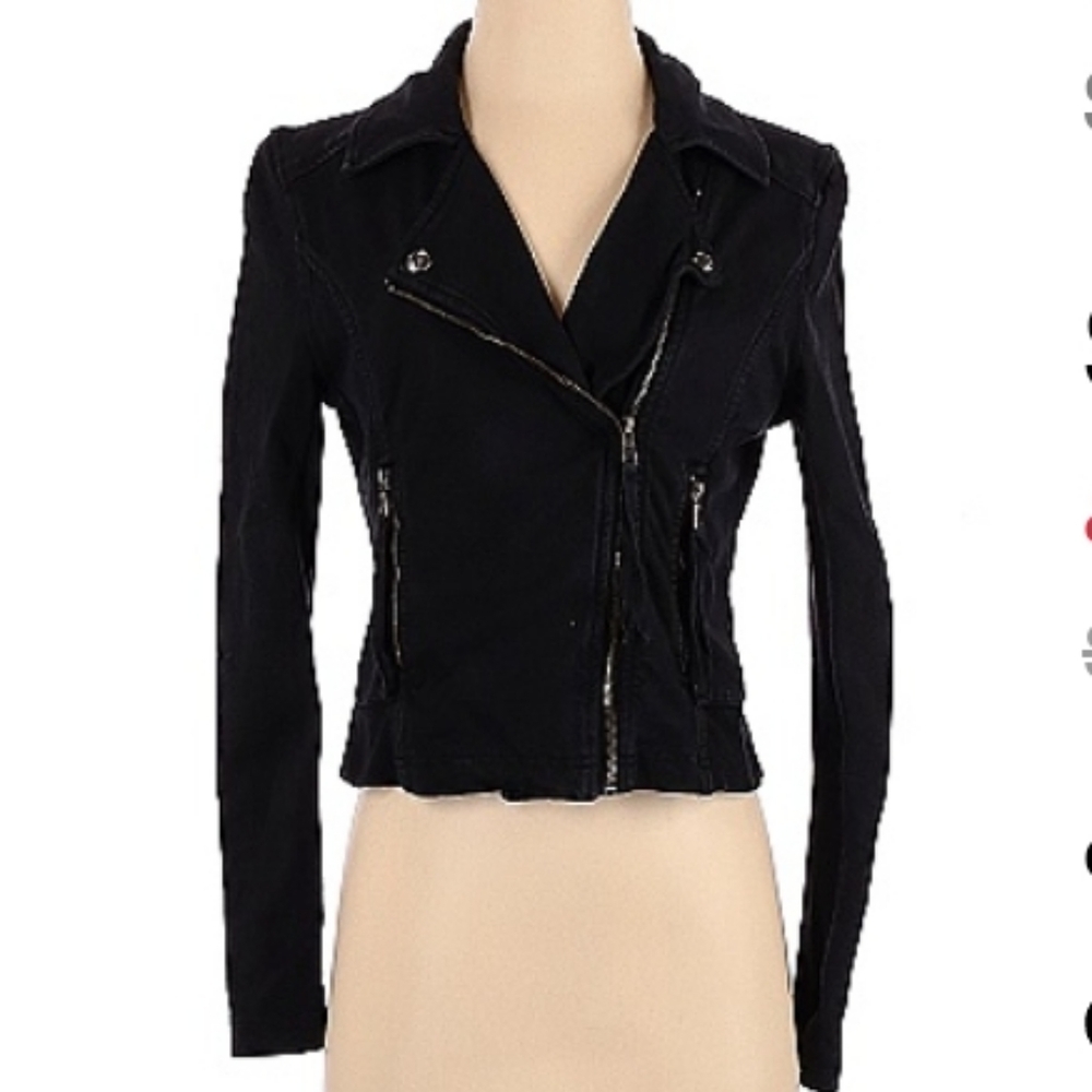 Anthropologie Marrakech black moto motorcycle side zip and snap closure jacket M